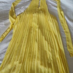 SHEIN Yellow Pleated Mini Dress